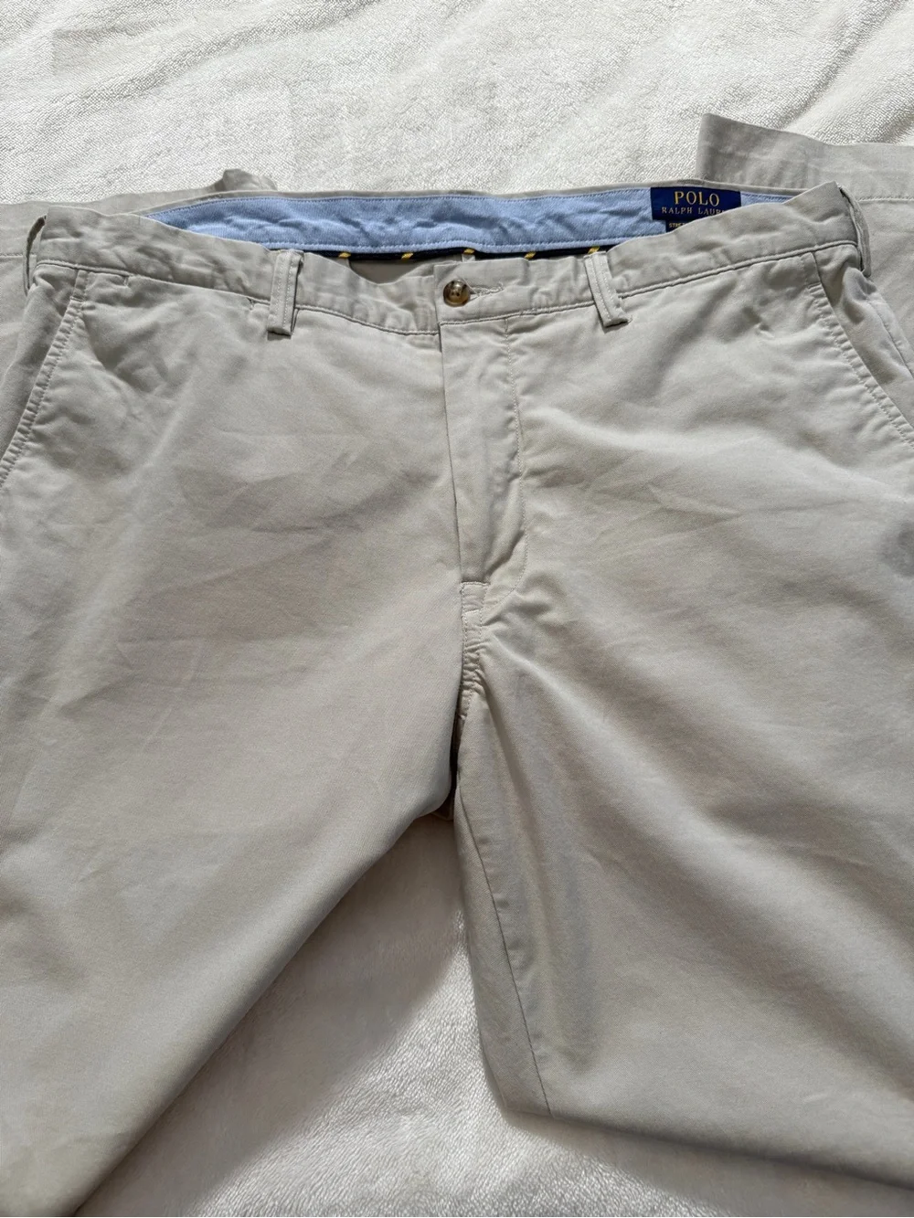 Polo Ralph Lauren Tan Khaki Stretch Straight Fit Chino Trousers Size 36